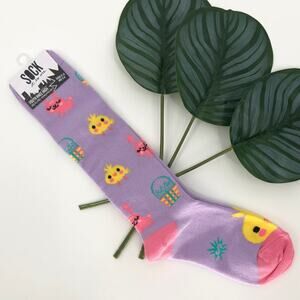 Sock It To Me Purple Pink Yellow Easter Bunny Basket Chick Youth Knee High Socks